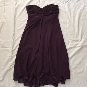Dark purple strapless David’s bridal dress